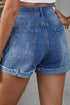 Patchwork Rolled Hem Denim Shorts