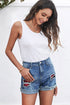 Patchwork Rolled Hem Denim Shorts
