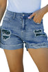 Patchwork Rolled Hem Denim Shorts
