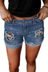 Patchwork Rolled Hem Denim Shorts