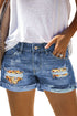 Patchwork Rolled Hem Denim Shorts