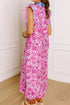 Patchwork Ruffle Sleeve V Neck Midi Floral Dress
