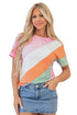 Patchwork Seamed Cotton Blend Short Sleeve Crewneck T Shirt
