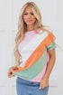 Patchwork Seamed Cotton Blend Short Sleeve Crewneck T Shirt