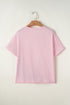 Patchwork Seamed Cotton Blend Short Sleeve Crewneck T Shirt
