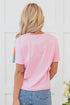 Patchwork Seamed Cotton Blend Short Sleeve Crewneck T Shirt