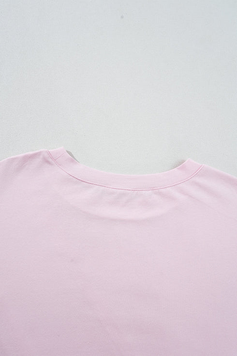 Patchwork Seamed Cotton Blend Short Sleeve Crewneck T Shirt