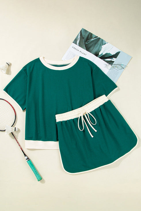 Patchwork Skirt And T Shirt Plus Size Loungewear Set