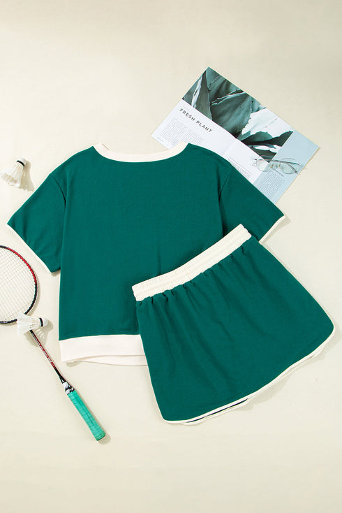 Patchwork Skirt And T Shirt Plus Size Loungewear Set
