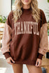 Patchwork Sleeve Plaid Pattern Graphic Mock Neck Sweatshirt