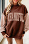 Patchwork Sleeve Plaid Pattern Graphic Mock Neck Sweatshirt