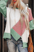 Patchwork Stitching Irregular Hem Long Sleeve Relaxed Top