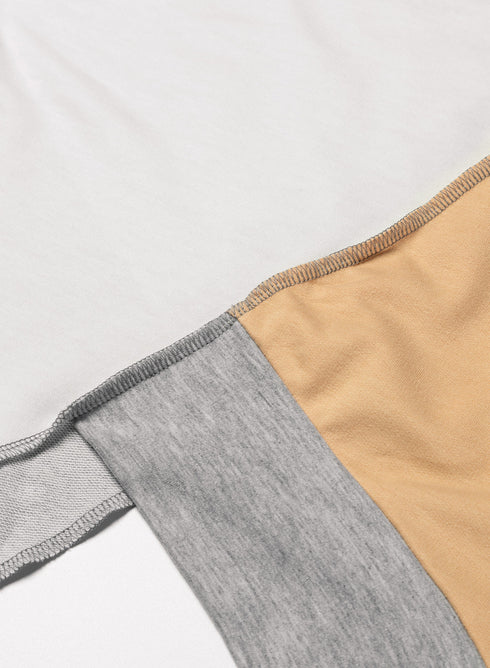 Patchwork Stitching Irregular Hem Long Sleeve Relaxed Top