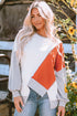 Patchwork Stitching Irregular Hem Long Sleeve Relaxed Top