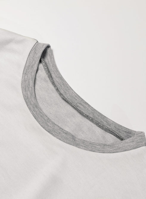 Patchwork Stitching Irregular Hem Long Sleeve Relaxed Top