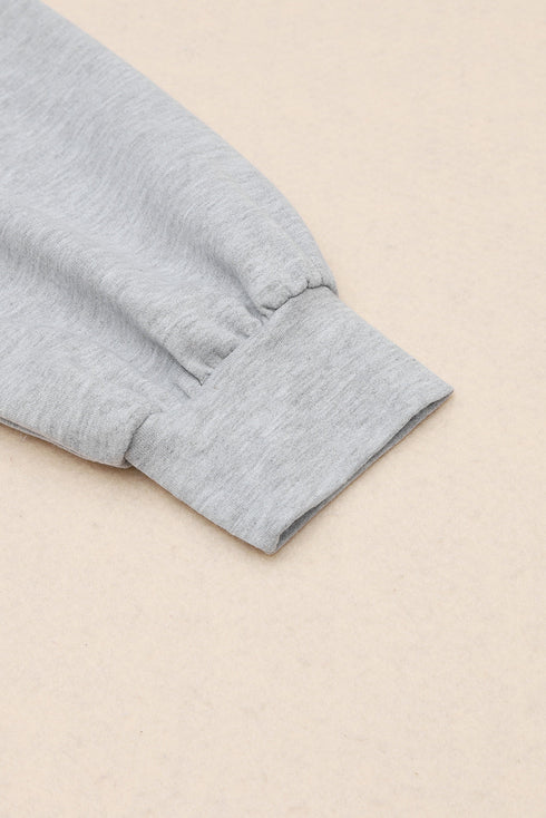 Patchwork Stitching Irregular Hem Long Sleeve Relaxed Top