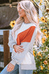 Patchwork Stitching Irregular Hem Long Sleeve Relaxed Top