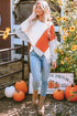 Patchwork Stitching Irregular Hem Long Sleeve Relaxed Top