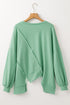 Patchwork Stitching Irregular Hem Long Sleeve Relaxed Top