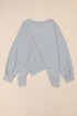 Patchwork Stitching Irregular Hem Long Sleeve Relaxed Top