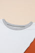 Patchwork Stitching Irregular Hem Long Sleeve Relaxed Top