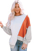 Patchwork Stitching Irregular Hem Long Sleeve Relaxed Top