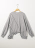 Patchwork Stitching Irregular Hem Long Sleeve Relaxed Top