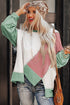 Patchwork Stitching Irregular Hem Long Sleeve Relaxed Top