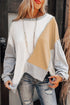 Patchwork Stitching Irregular Hem Long Sleeve Relaxed Top