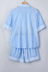 Patchwork Stripe Print Viscose Soft Short Pajama Set