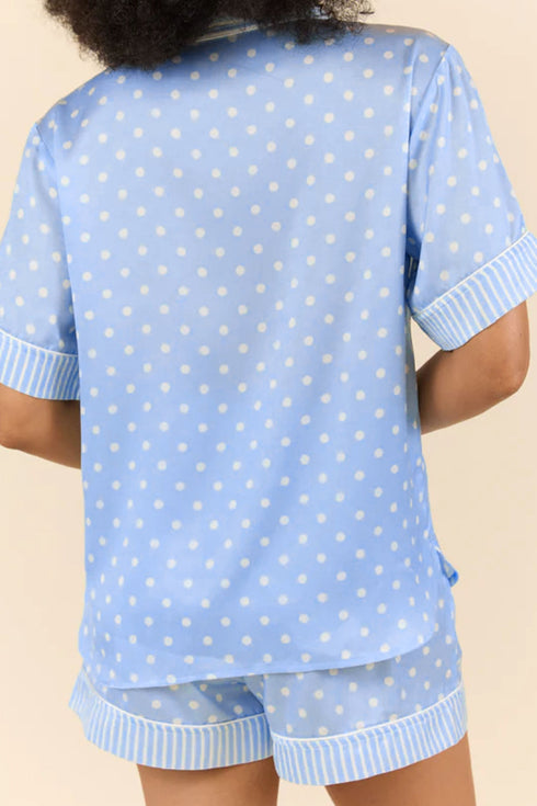 Patchwork Stripe Print Viscose Soft Short Pajama Set