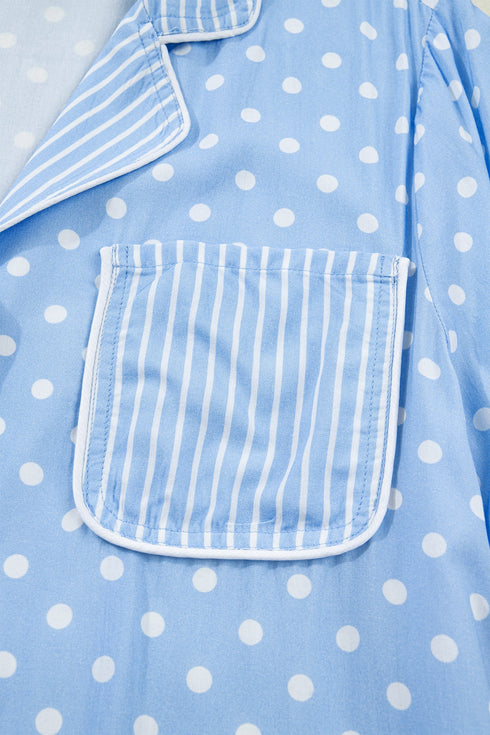 Patchwork Stripe Print Viscose Soft Short Pajama Set