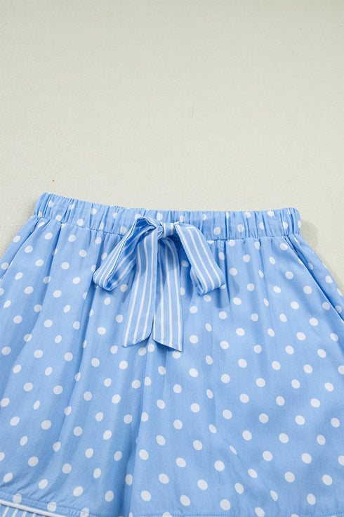 Patchwork Stripe Print Viscose Soft Short Pajama Set