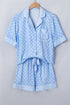 Patchwork Stripe Print Viscose Soft Short Pajama Set