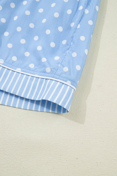Patchwork Stripe Print Viscose Soft Short Pajama Set