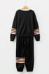 Patchwork Striped Drop Shoulder Pullover And Jogger Pant Set