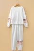 Patchwork Striped Drop Shoulder Pullover And Jogger Pant Set