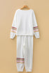 Patchwork Striped Drop Shoulder Pullover And Jogger Pant Set