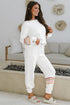 Patchwork Striped Drop Shoulder Pullover And Jogger Pant Set