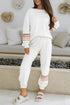 Patchwork Striped Drop Shoulder Pullover And Jogger Pant Set