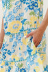 Patchwork Striped Trim Puff Short Sleeve Floral Dress