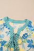 Patchwork Striped Trim Puff Short Sleeve Floral Dress