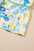 Patchwork Striped Trim Puff Short Sleeve Floral Dress
