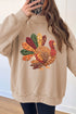 Patchwork Turkey Graphic Mock Neck Rustic Inspired Sweatshirt