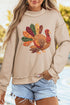 Patchwork Turkey Graphic Mock Neck Rustic Inspired Sweatshirt