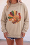 Patchwork Turkey Graphic Mock Neck Rustic Inspired Sweatshirt