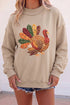 Patchwork Turkey Graphic Mock Neck Rustic Inspired Sweatshirt