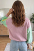Patchwork V Neck Drop Shoulder Knitwear Cardigan