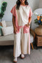 Patchwork Wide Leg Drawstring Two Piece Pant Set