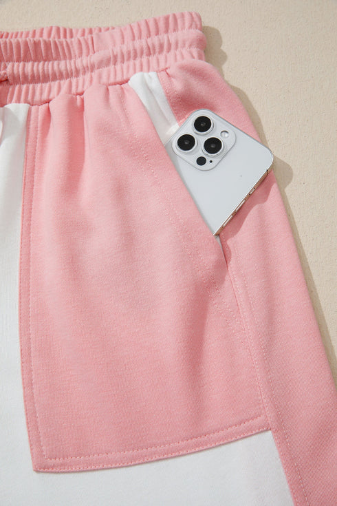 Patchwork Wide Leg Drawstring Two Piece Pant Set